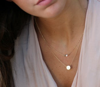 Gargantilla larga doble en plata ley con tachuelas y círculo - Roman Joyero