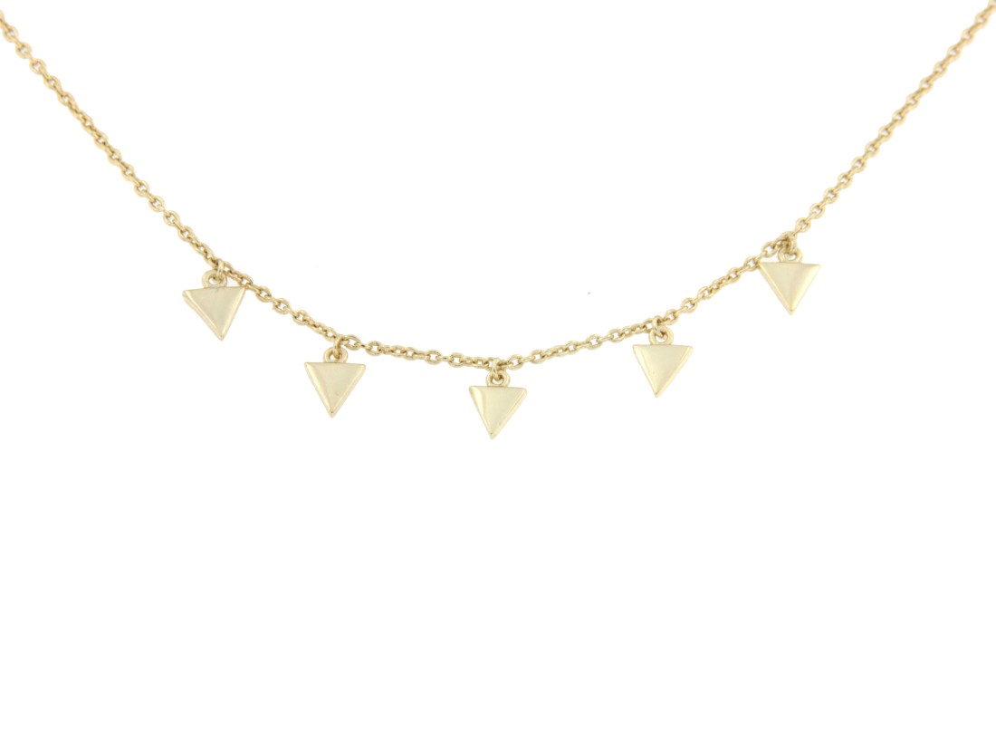 Cadena de plata de ley con baño de oro amarillo y triángulos - Roman Joyero