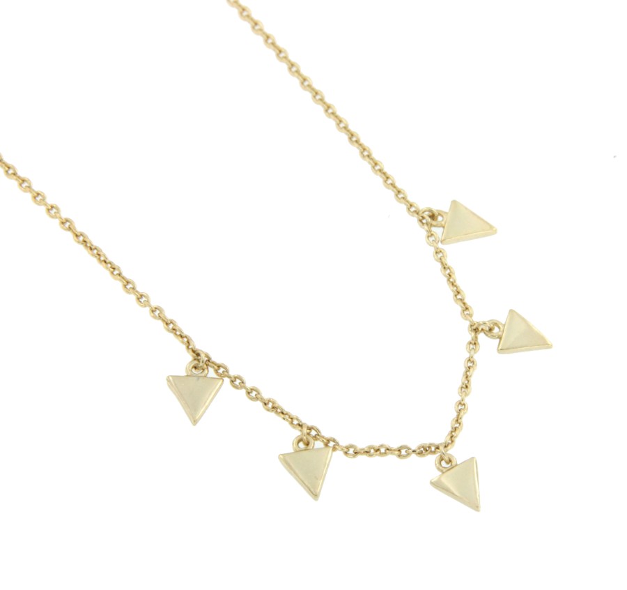 Cadena de plata de ley con baño de oro amarillo y triángulos - Roman Joyero