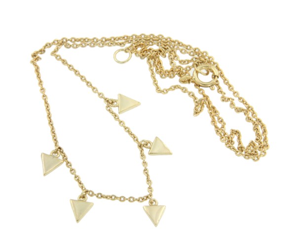 Cadena de plata de ley con baño de oro amarillo y triángulos - Roman Joyero