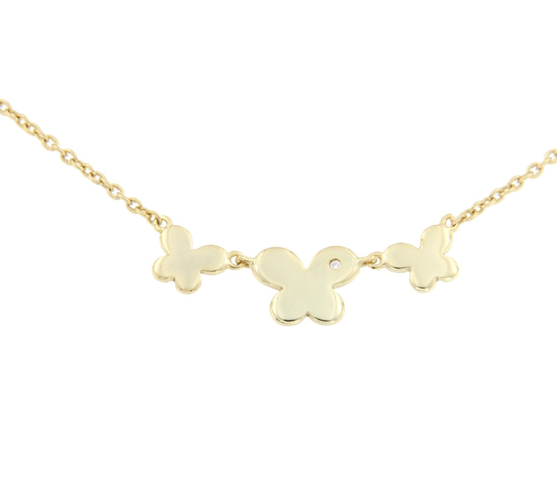 Cadena de plata con baño de oro y 3 mariposas en el centro - Roman Joyero