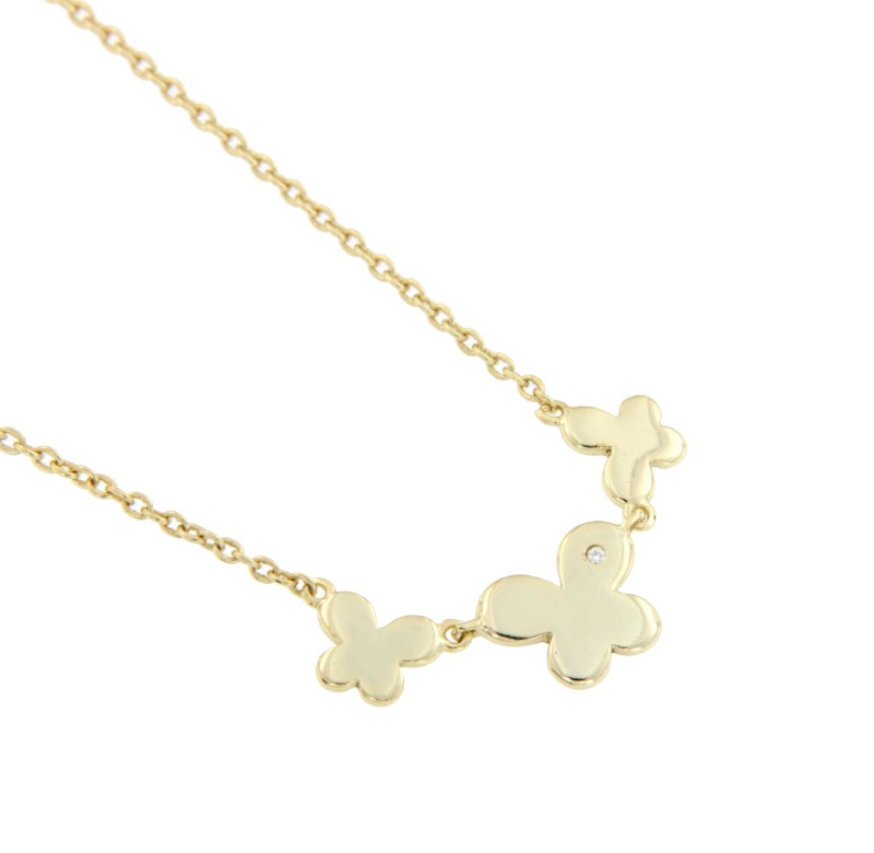 Cadena de plata con baño de oro y 3 mariposas en el centro - Roman Joyero