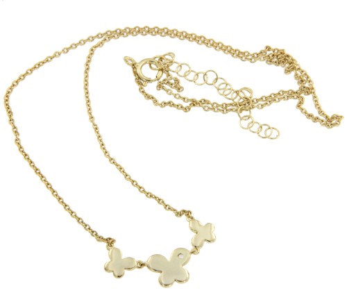 Cadena de plata con baño de oro y 3 mariposas en el centro - Roman Joyero