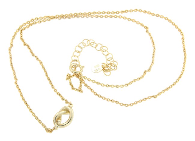 Gargantilla fina de plata con baño de oro y lazada central - Roman Joyero