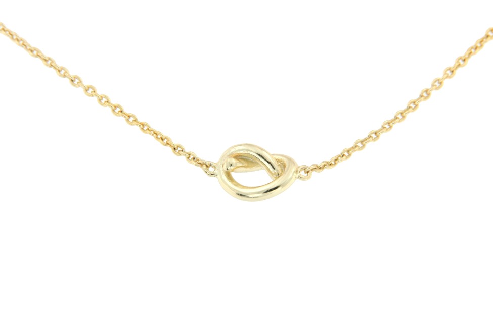 Gargantilla fina de plata con baño de oro y lazada central - Roman Joyero