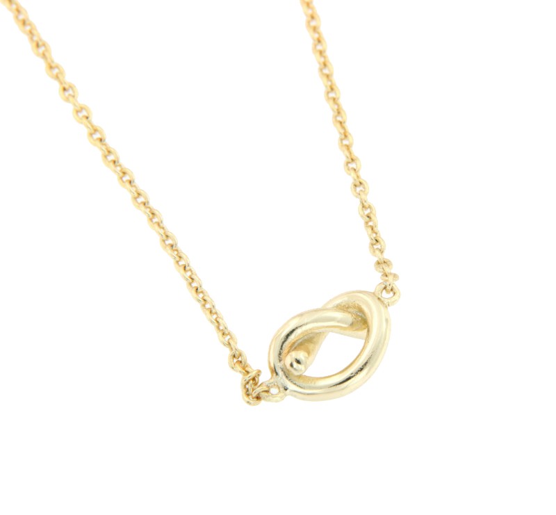 Gargantilla fina de plata con baño de oro y lazada central - Roman Joyero