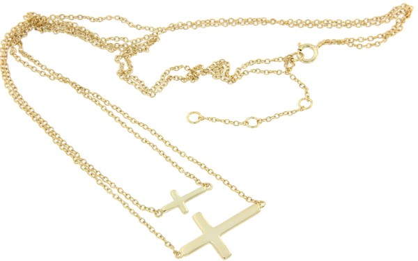 Cadena doble de plata con baño de oro y cruces horizontales - Roman Joyero