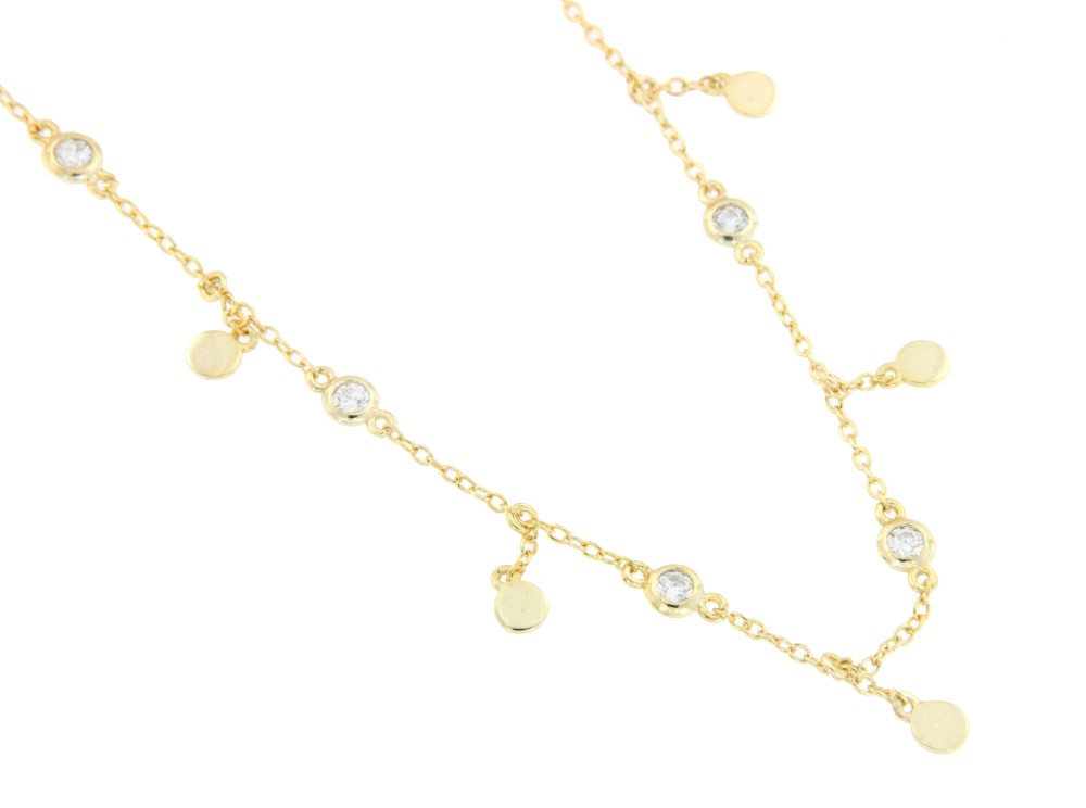 Gargantilla de plata con chatones y chapitas intercalados - Roman Joyero