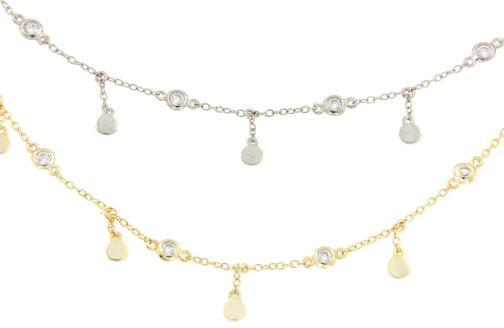 Gargantilla de plata con chatones y chapitas intercalados - Roman Joyero