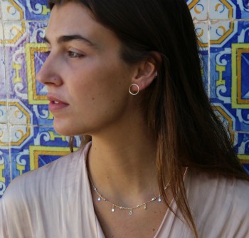 Gargantilla de plata con chatones y chapitas intercalados - Roman Joyero