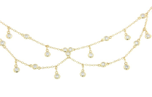 Cadena choker en plata con pequeños chatones con circonitas - Roman Joyero