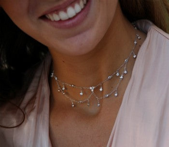 Cadena choker en plata con pequeños chatones con circonitas - Roman Joyero