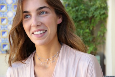 Cadena choker en plata con pequeños chatones con circonitas - Roman Joyero