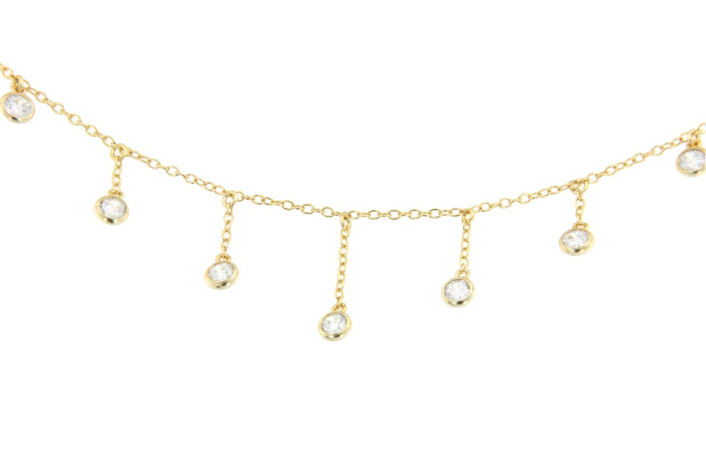 Gargantilla de plata choker con varias circonitas engastadas - Roman Joyero