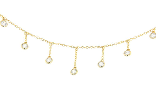 Gargantilla de plata choker con varias circonitas engastadas - Roman Joyero