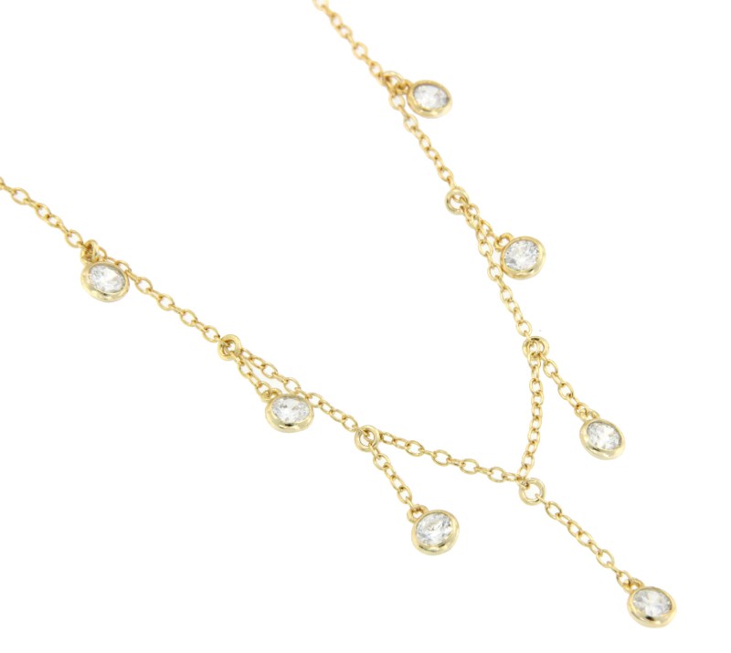 Gargantilla de plata choker con varias circonitas engastadas - Roman Joyero