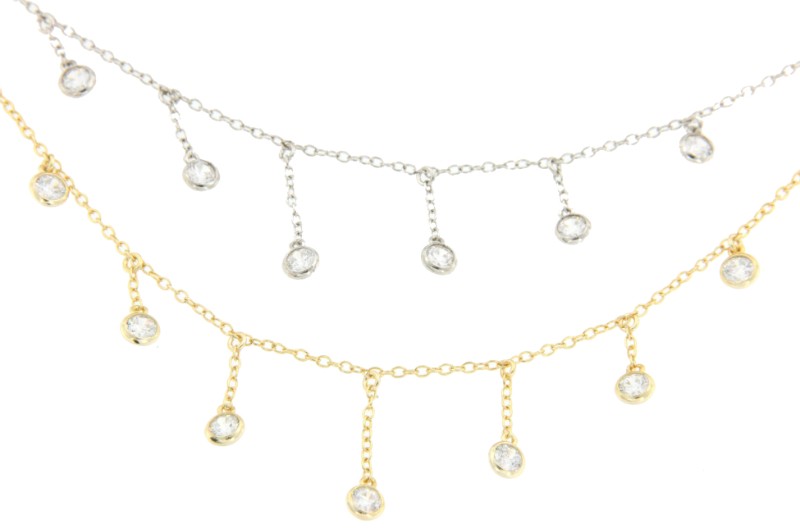 Gargantilla de plata choker con varias circonitas engastadas - Roman Joyero