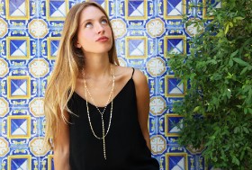 Gargantilla de plata ley con baño de oro y eslabón pequeño - Roman Joyero