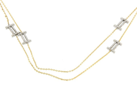 Cadena larga de plata con baño de oro y el número romano II - Roman Joyero