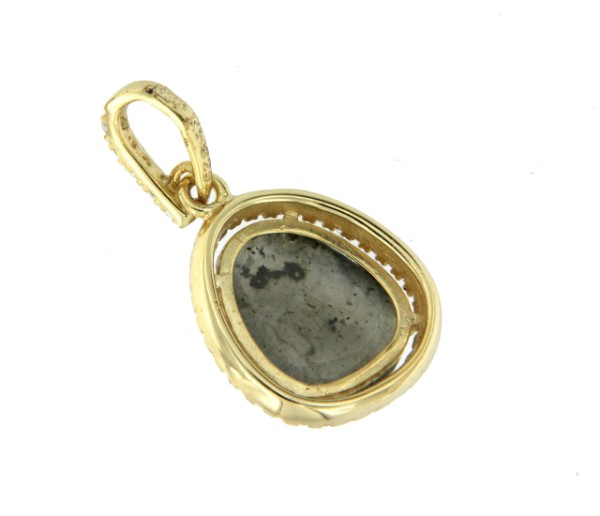 Colgante con piedra labradorite en plata chapada y circonitas - Roman Joyero