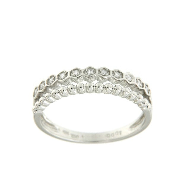 JUNCOS anillo de oro blanco con bolitas de oro y diamantes - Roman Joyero