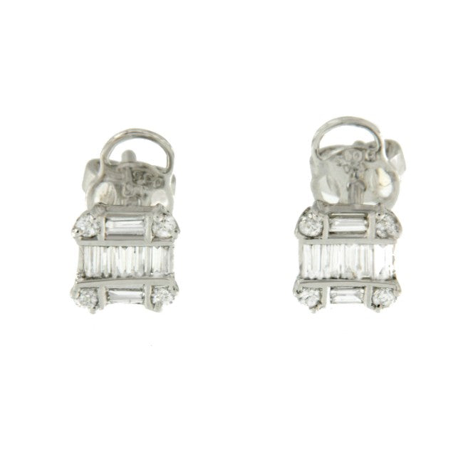 Pendientes de oro blanco y diamantes con forma cuadrada - Roman Joyero