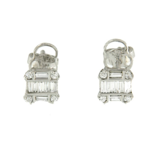 Pendientes de oro blanco y diamantes con forma cuadrada - Roman Joyero
