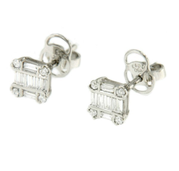 Pendientes de oro blanco y diamantes con forma cuadrada - Roman Joyero