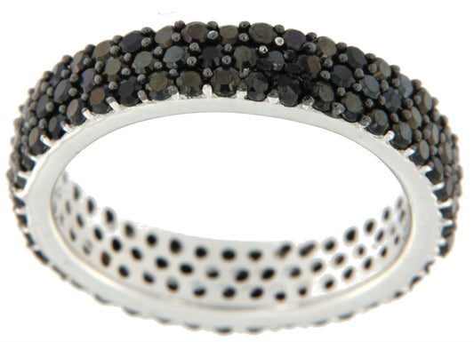 LEONARDO, anillo de plata con 3 bandas de circonitas negras - Roman Joyero