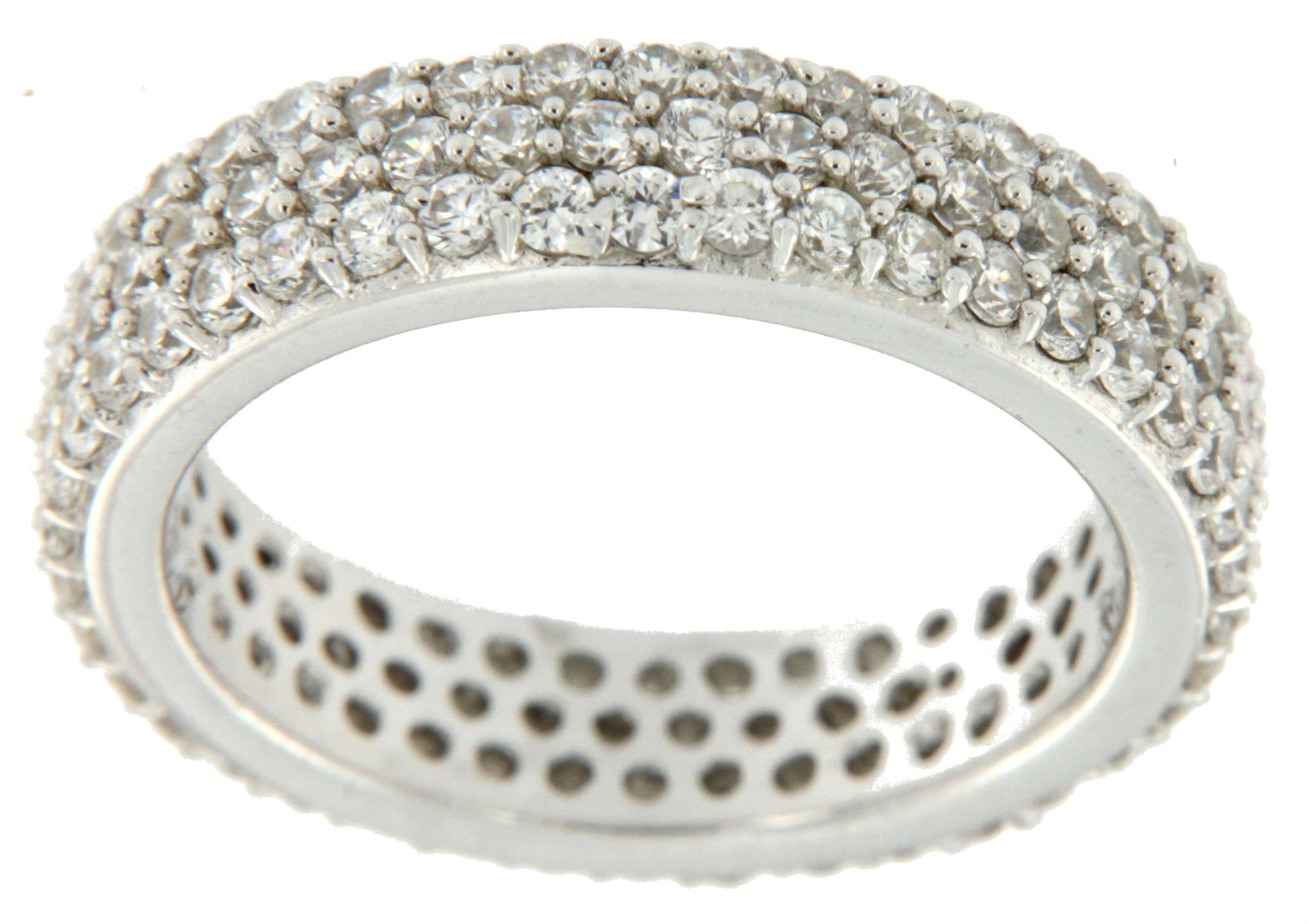 BOCCACIO, anillo de plata con circonitas en 3 bandas. - Roman Joyero