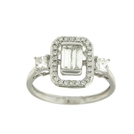 Anillo de compromiso en oro blanco con diamantes