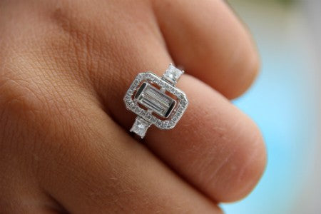 PONCE anillo de compromiso oro blanco con diamantes - Roman Joyero