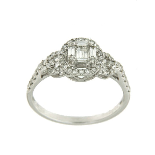 LARES anillo de compromiso en oro blanco y diamantes - Roman Joyero