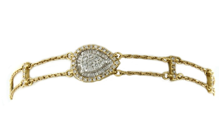 Pulsera de oro amarillo 18 kts con diamantes - Roman Joyero
