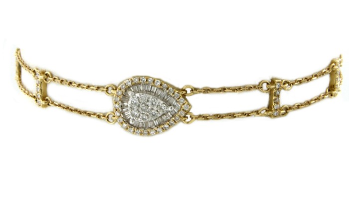 Pulsera de oro amarillo 18 kts con diamantes - Roman Joyero