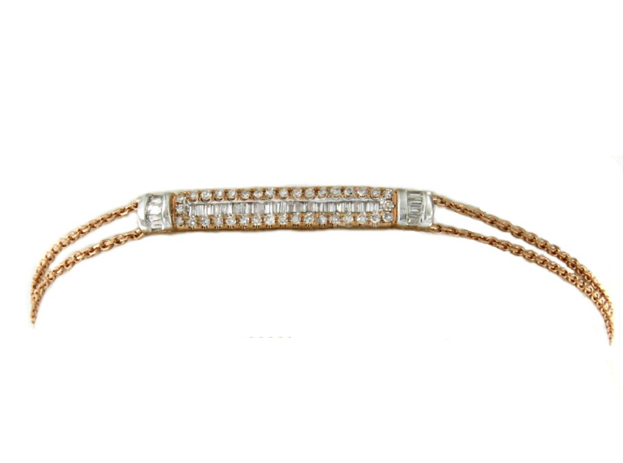 Pulsera de oro rosa de 18 kts con diamantes - Roman Joyero