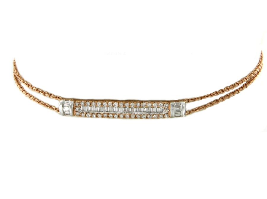 Pulsera de oro rosa de 18 kts con diamantes - Roman Joyero