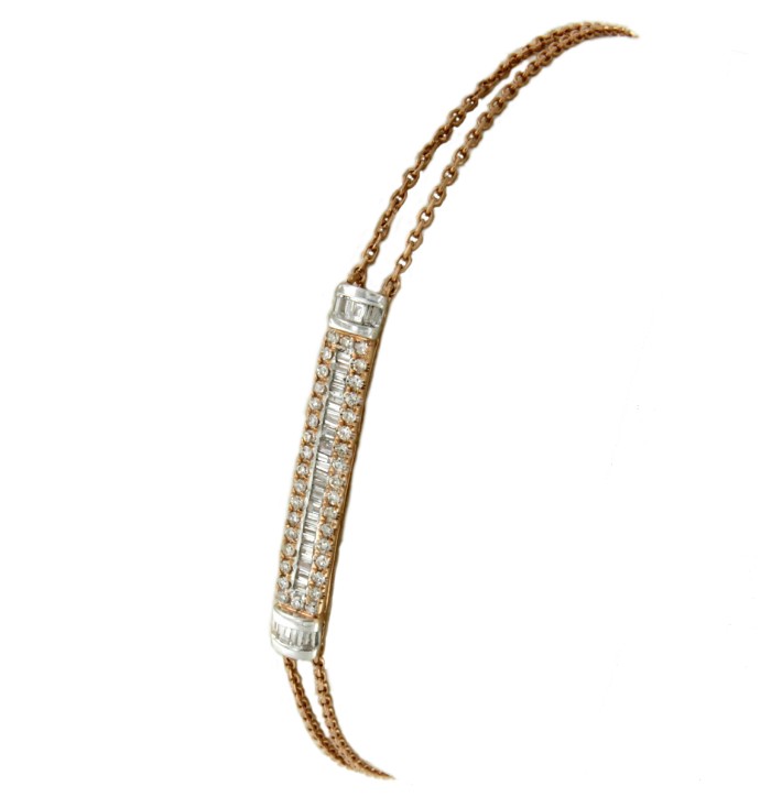 Pulsera de oro rosa de 18 kts con diamantes - Roman Joyero
