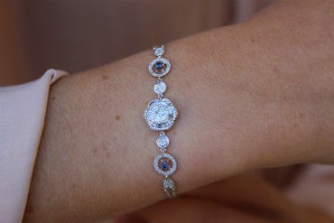 Pulsera de compromiso en oro blanco con diamantes y zafiros - Roman Joyero