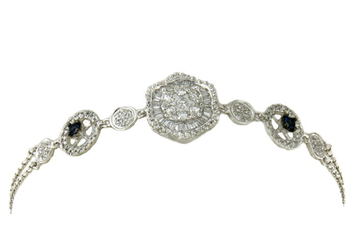 Pulsera de compromiso en oro blanco con diamantes y zafiros - Roman Joyero