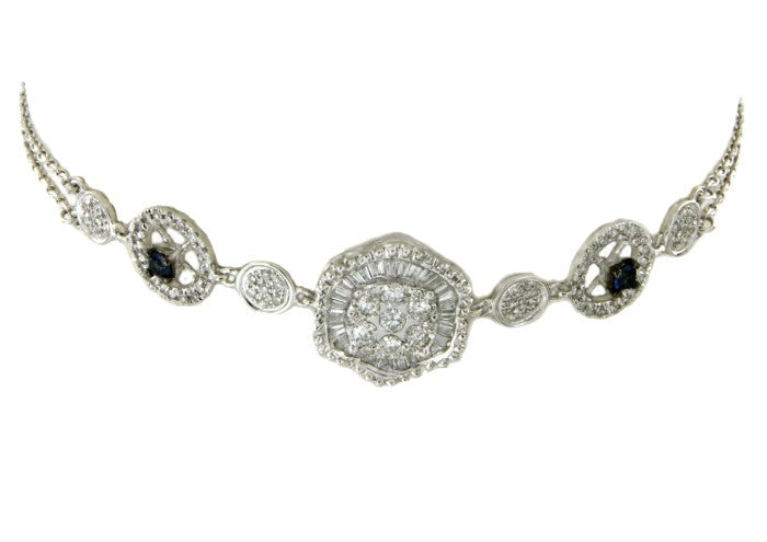 Pulsera de compromiso en oro blanco con diamantes y zafiros - Roman Joyero
