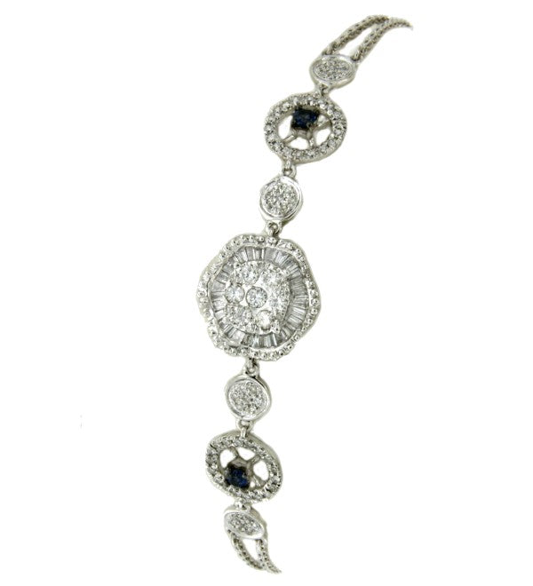 Pulsera de compromiso en oro blanco con diamantes y zafiros - Roman Joyero
