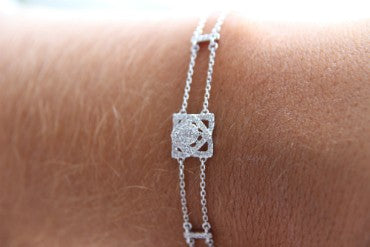 Pulsera de compromiso en oro blanco con diamantes - Roman Joyero