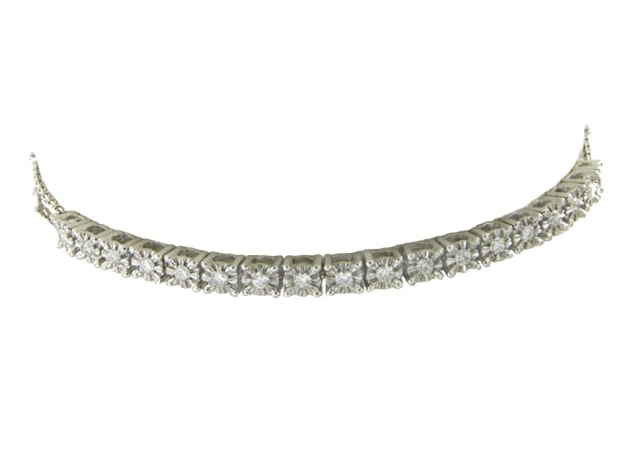 Pulsera de brillante en oro blanco de 18 Kts para compromiso - Roman Joyero