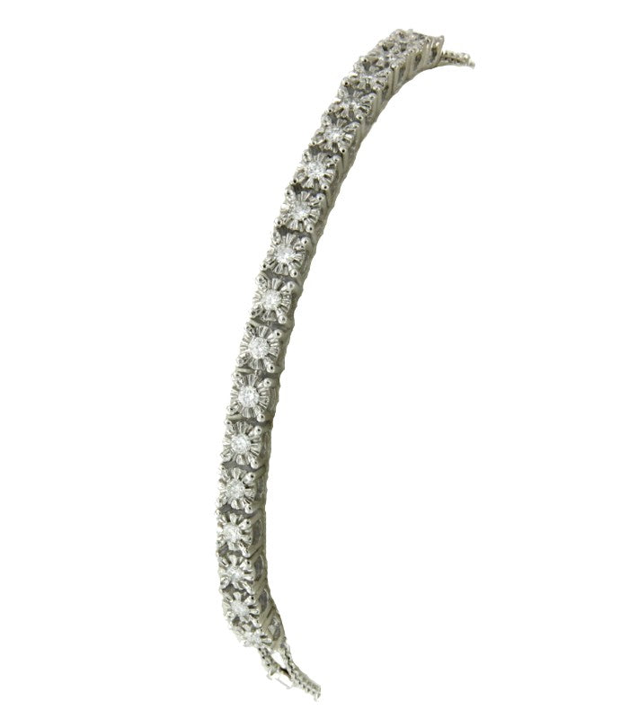 Pulsera de brillante en oro blanco de 18 Kts para compromiso - Roman Joyero