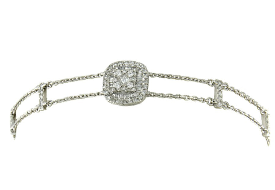 Pulsera de oro blanco 18 kts con diamantes de varias tallas - Roman Joyero