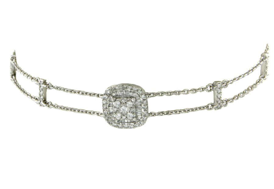 Pulsera de oro blanco 18 kts con diamantes de varias tallas - Roman Joyero