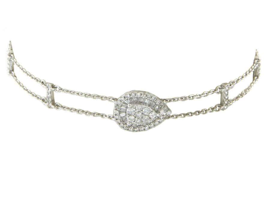 Pulsera en oro blanco de 18 kts y diamantes en varias tallas - Roman Joyero