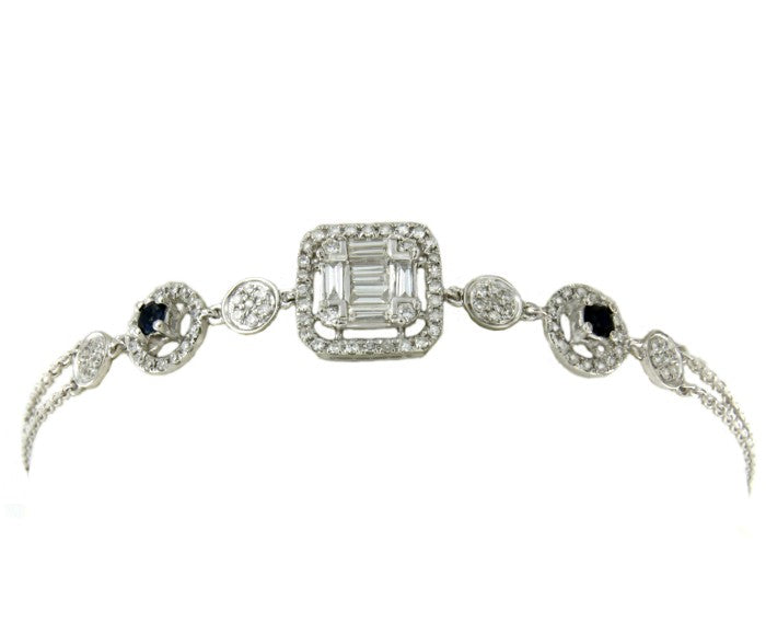 Pulsera de compromiso de oro blanco con zafiros y diamantes - Roman Joyero