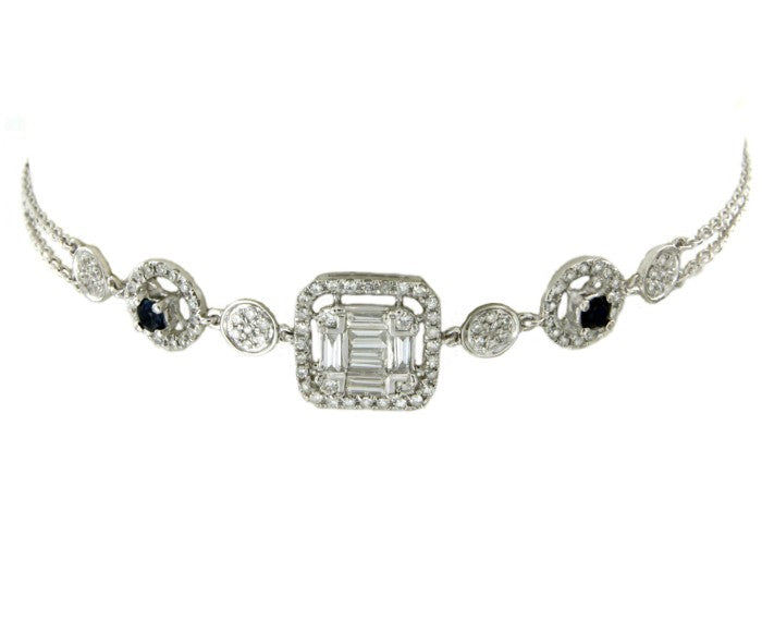 Pulsera de compromiso de oro blanco con zafiros y diamantes - Roman Joyero